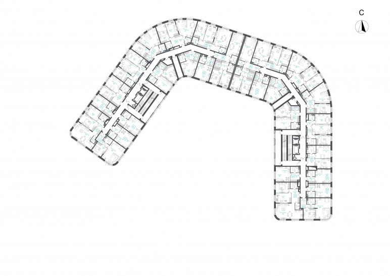 Трёхкомнатная квартира 83.4 м²